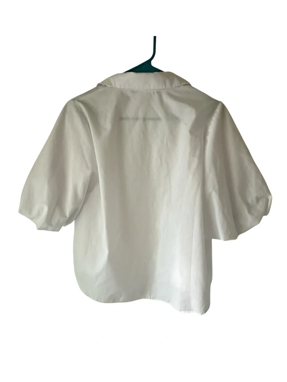 ZARA Women’s White Cotton Woven Collared Button-Up Puff Short Sleeve Blouse M